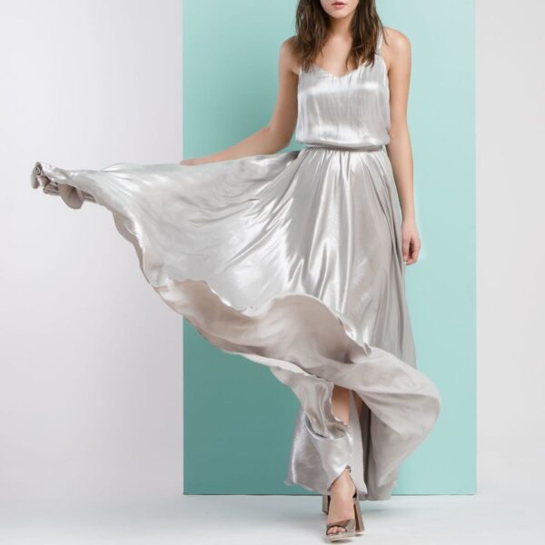 FALDA LARGA 18-6014-117 LAMÉ PLATA