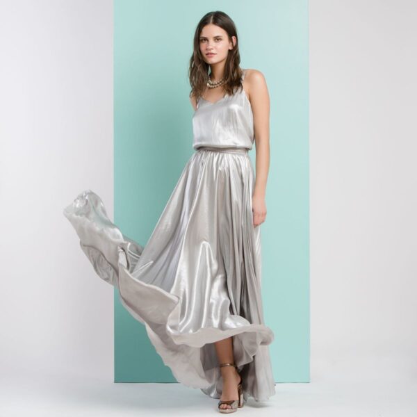 FALDA LARGA 18-6014-117 LAMÉ PLATA