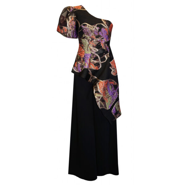 TRAJE PANTALÓN PALAZO + TOP ASIMÉTRICO. BLACK