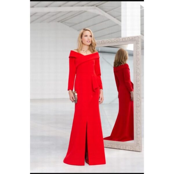 VESTIDO LARGO 99028 ESCOTE BARDOT. RED