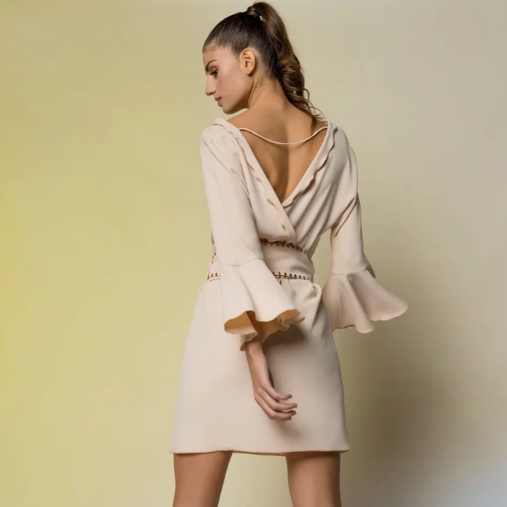 VESTIDO MANGA TROMPETA VESTIDO MANGA TROMPETA