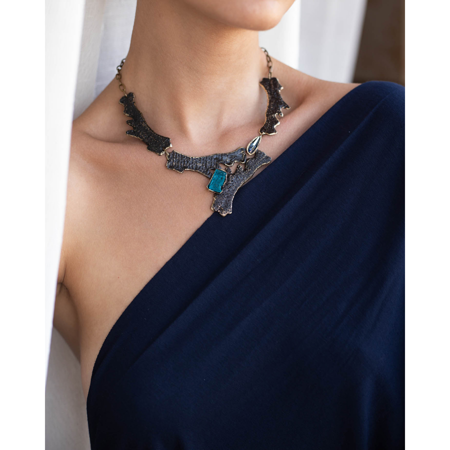 COLLAR CHOKER BRONCE PIEDRA AZUL COLLAR CHOKER BRONCE PIEDRA AZUL