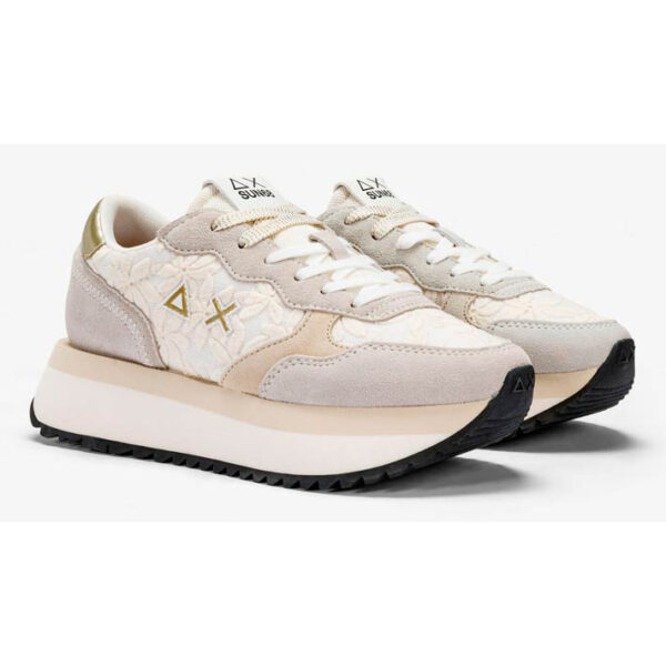 DEPORTIVA BIG LACE PLATAFORMA FORRADA EN GUIPUR. BLANCA