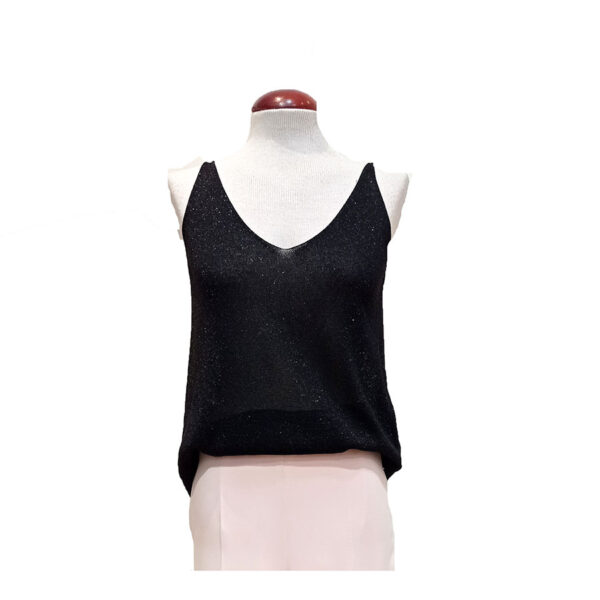 TOP DE TIRANTES PUNTO PURPURIZADO. NEGRO