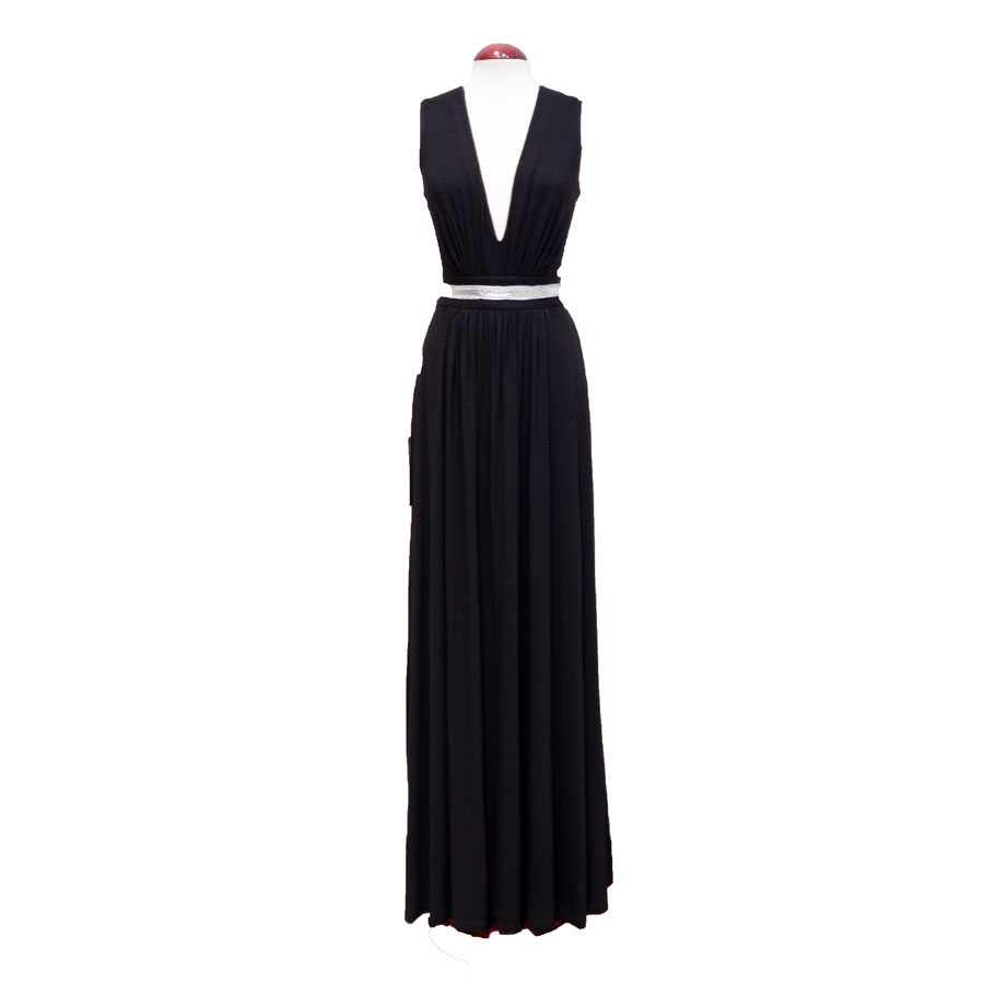 VESTIDO LARGO ESCOTE PROFUNDO. BLACK VESTIDO LARGO ESCOTE PROFUNDO. BLACK