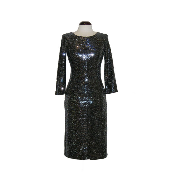 VESTIDO DISCO ENTALLADO MANGA FRANCESA. SILVER