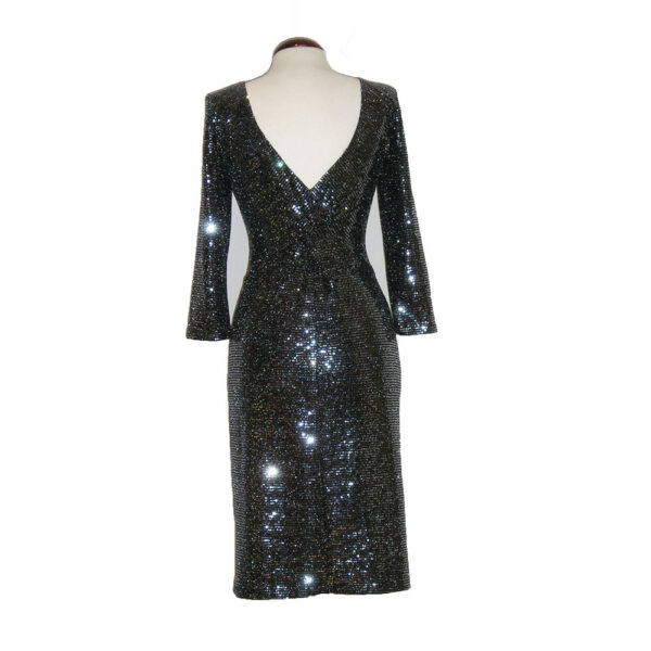 VESTIDO DISCO ENTALLADO MANGA FRANCESA. SILVER