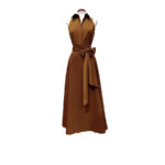 Vestido camisero de fiesta color caramelo de estilo lady