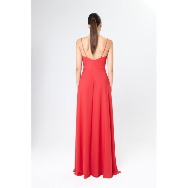 Vestido largo de fiesta color rojo de tirante fino
