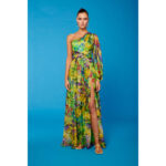 Vestido largo de fiesta, de escote asimétrico