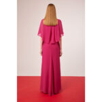 Vestido largo de fiesta de gasa color fucsia