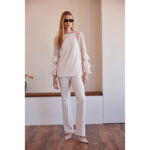 Conjunto de pantalón y top de fiesta en color blanco
