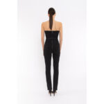 Top de vestir de peplum en negro,con cinturon