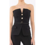 Top palabra de honor con peplum en color negro