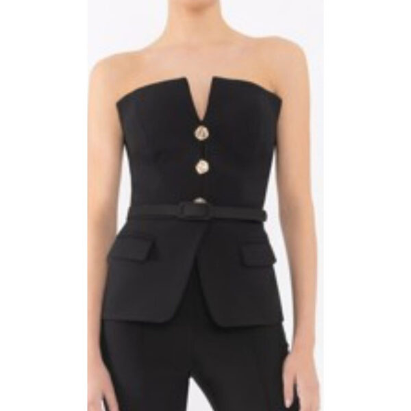 Top palabra de honor con peplum en color negro
