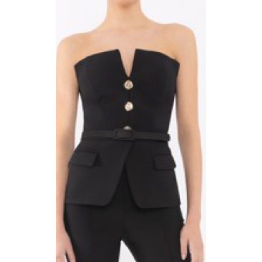 Top palabra de honor Top palabra de honor con peplum en color negro