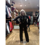 Conjunto de top con volantes mas pantalón palazzo en color negro