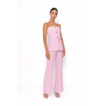 Conjunto de pantalón de vestir mas top de estilo de peplum