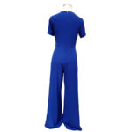 Mono de vestir elegante, de escote cruzado y largas capas en los pantalones en color azul cobalto - Imagen 3
