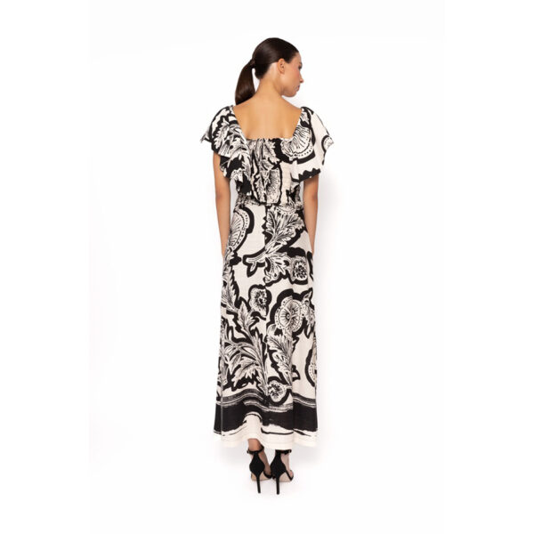 Conjunto de falda y top de fiesta de estampado étnico en color blanco y negro