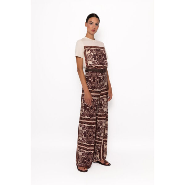 Pantalón palazzo, fluido de cintura elástica-con-estampado-flora sobre crudo