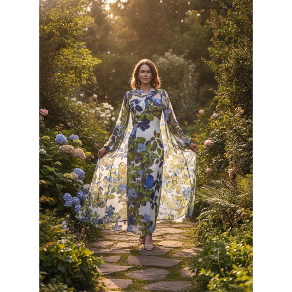 Vestido de fiesta de estilo lápiz y escote halter con kaftaán al tono